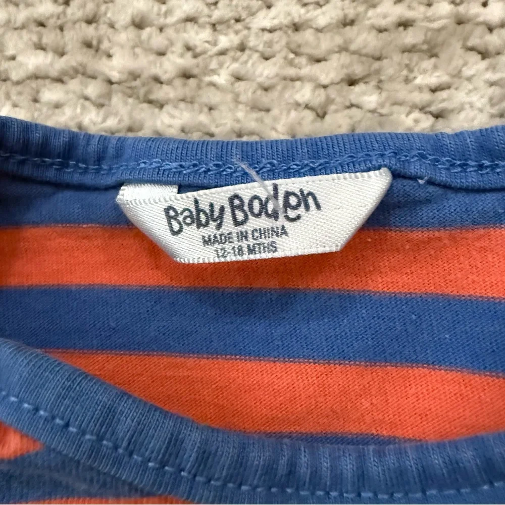 Baby Boden Striped Long Sleeve‎ Dress Red Blue 12-18M